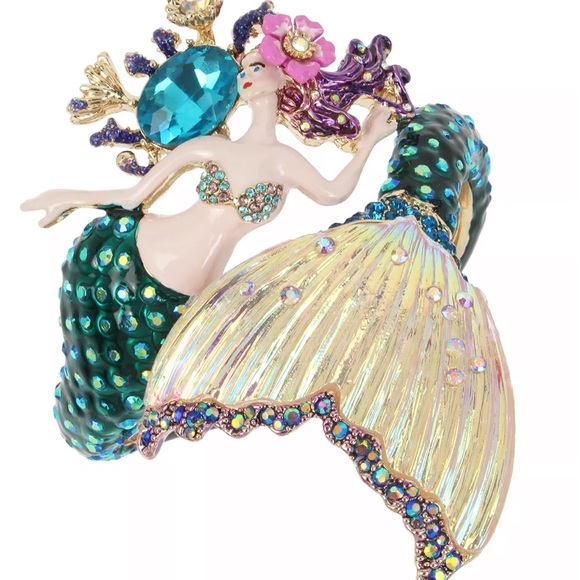 New Betsey Johnson Mermaid Hinged Bangle Bracelet - Picture 2 of 14